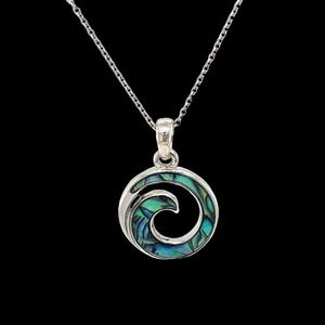 NEW - Nature's 1 Abalone Wave Pendant and Earrings Swirl Boho Artsy Nature Ocean